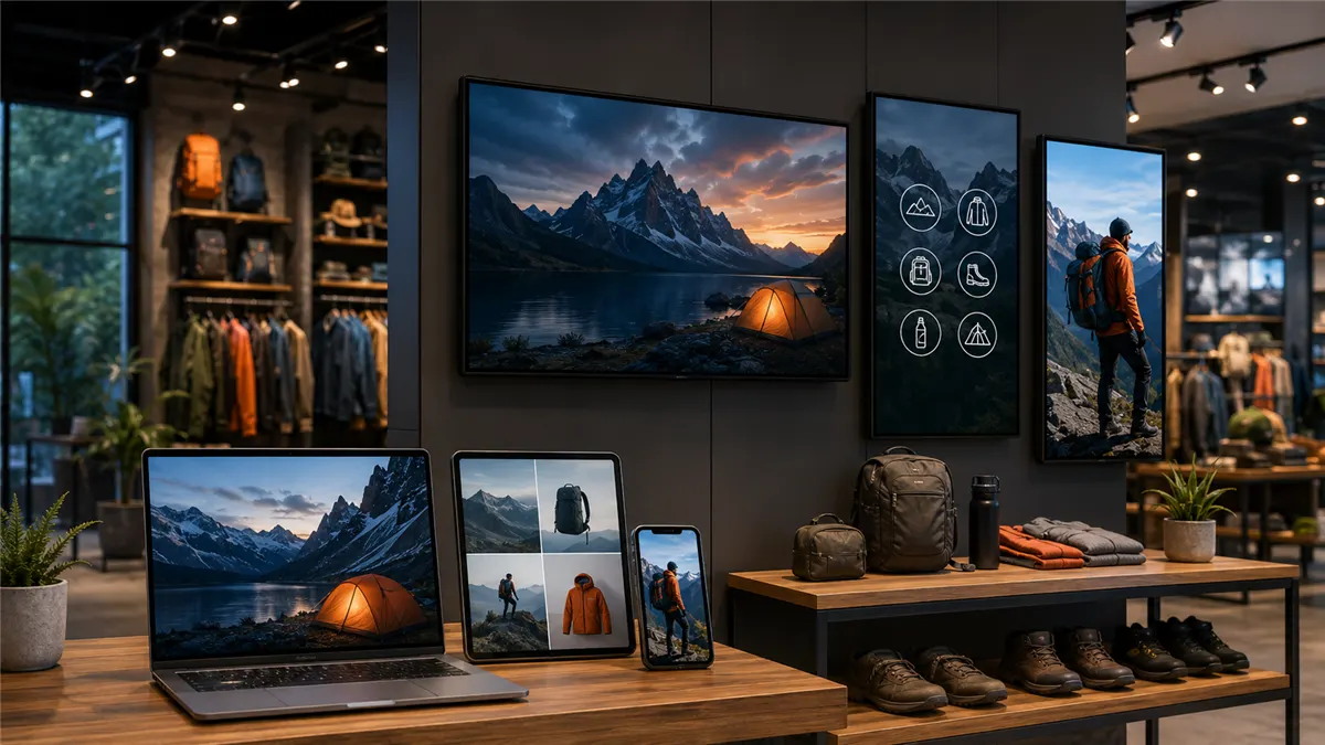 Digital signage – vi utvikler og leverer skreddersydde skjermløsninger Digital signage – eller digitale informasjonsskjermer – har for lengst tatt over for statiske plakater og skilt. Vi i Norgesdesign utvikler og leverer komplette digital signage-løsninger til butikker, verksteder, bedrifter og institusjoner over hele landet. Fra butikkskjermer og infoskjermer til menyskjermer og kampanjevisning – vi tar hånd om alt fra teknisk utvikling og skydrift til innholdsproduksjon med film, bilder og tekst.